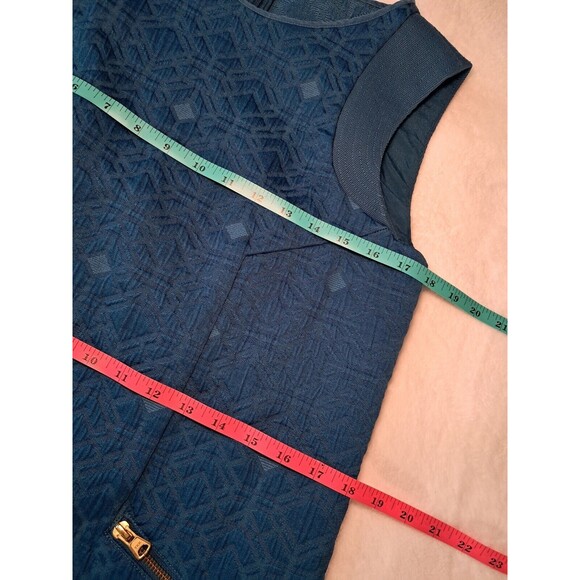 J.Crew Jacquard Sleeveless Zip-Pocket Shift Mini Dress Peacock Blue B9431 Size S - Picture 8 of 11